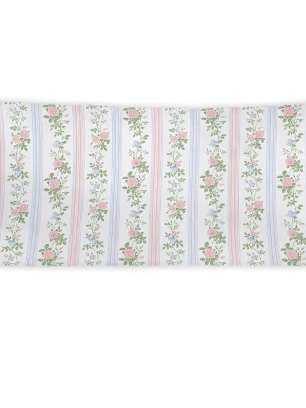 Vintage Floral Stripe Fabric Panel in Pink and Green Body Pillow Cover